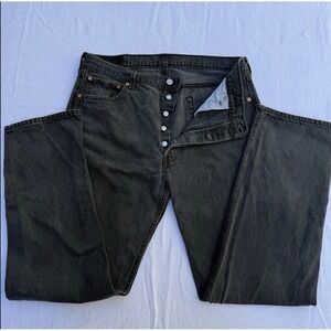Vintage 90s Levi's 501 Black Denim Jeans 36x32 (35x31) Made in USA Fade 501-0660